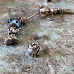 Pandora silver and 14k gold cupcake charm